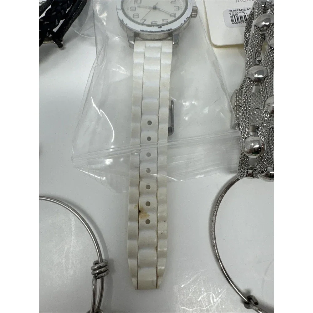 Lot Of 15 Jewelry Bracelets Watches - Fossil Cato silver sparkle flower Alex Ani